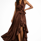 Seraphine | Vestido Maxi de Satén para Invitadas de Boda con Halter