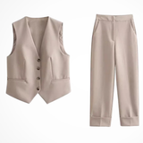 Annabelle | Conjunto de Chaleco Ajustado y Pantalones de Pierna Recta para el Día de Carreras