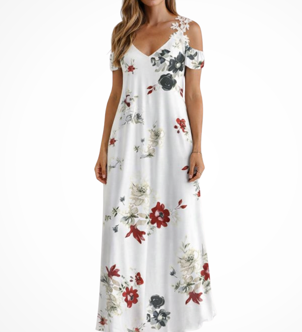 Rosana | Vestido maxi de verano sin mangas con flores para mujer