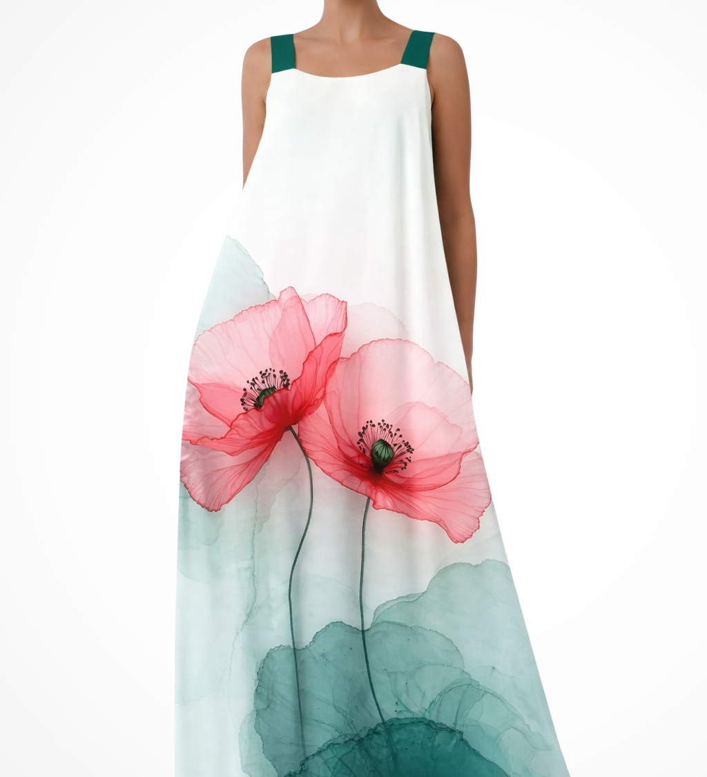 Mabel | Vestido maxi de verano sin mangas con estampado floral para mujeres