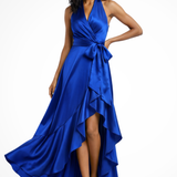 Seraphine | Vestido Maxi de Satén para Invitadas de Boda con Halter
