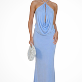 Serena | Vestido Maxi de Verano con Cuello Halter y Espalda Abierta para Mujer