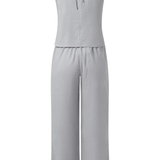 Amy | Conjunto de Verano para Mujeres: Top Halter y Pantalones de Pierna Ancha