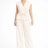 Isadora | Conjunto de Top Sin Mangas con Cinturón y Pantalones Anchos de Lino para Mujer