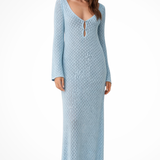 Maris | Vestido maxi de punto de manga larga con escote en V profundo para mujer