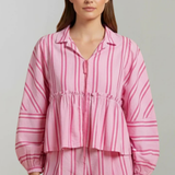 Ivy | Conjunto de Camisa de Peplum a Rayas y Pantalones Cortos para Mujeres
