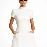 Bronwen | Vestido mini para mujer con detalles de perlas y bolsillos