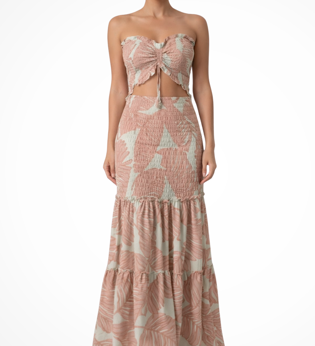 Nella | Vestido maxi de verano sin mangas con estampado tropical para mujer