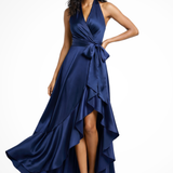 Seraphine | Vestido Maxi de Satén para Invitadas de Boda con Halter
