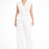 Isadora | Conjunto de Top Sin Mangas con Cinturón y Pantalones Anchos de Lino para Mujer