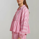 Ivy | Conjunto de Camisa de Peplum a Rayas y Pantalones Cortos para Mujeres