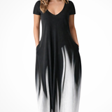 Lenora | Vestido maxi de mujer con cuello en V y mangas cortas ombre