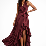 Seraphine | Vestido Maxi de Satén para Invitadas de Boda con Halter