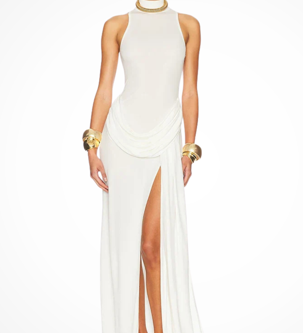 Cosima | Vestido maxi de cuello alto sin mangas para invitadas de boda
