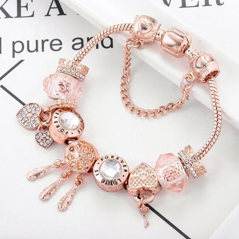 Eha | Pulsera de Copo de Nieve Rosa - Colgante de Plata