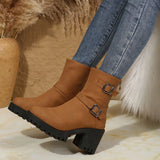 Renata™ | Botas cortas de tacón grueso, piel suave, estilo británico