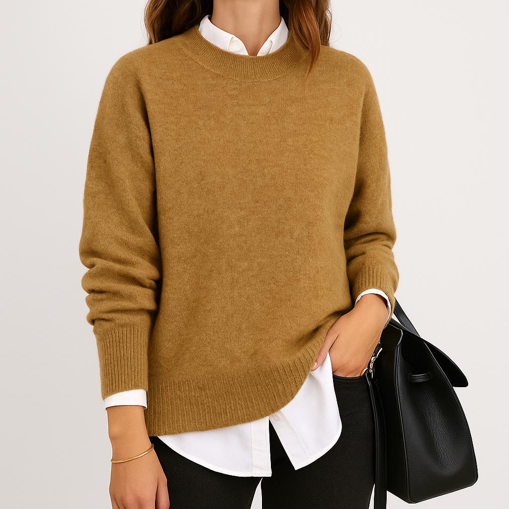 Camiseta femenina de punto suave con corte relajado