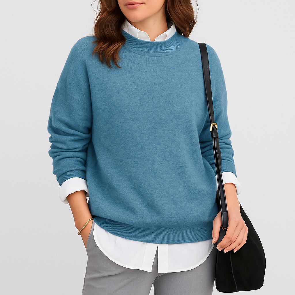 Camiseta femenina de punto suave con corte relajado