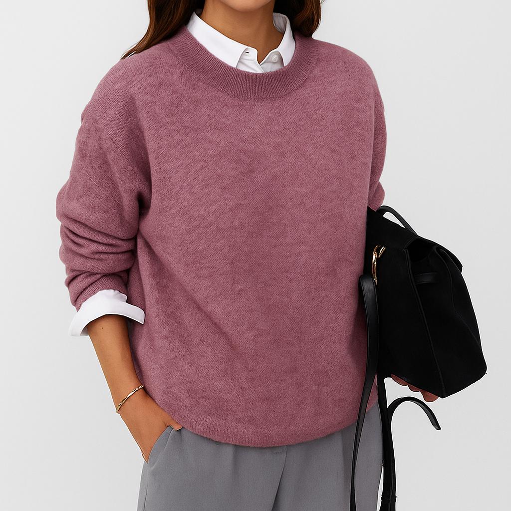 Camiseta femenina de punto suave con corte relajado