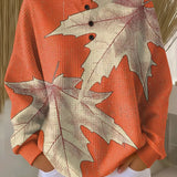 Marlene | Jersey naranja con hojas de otoño