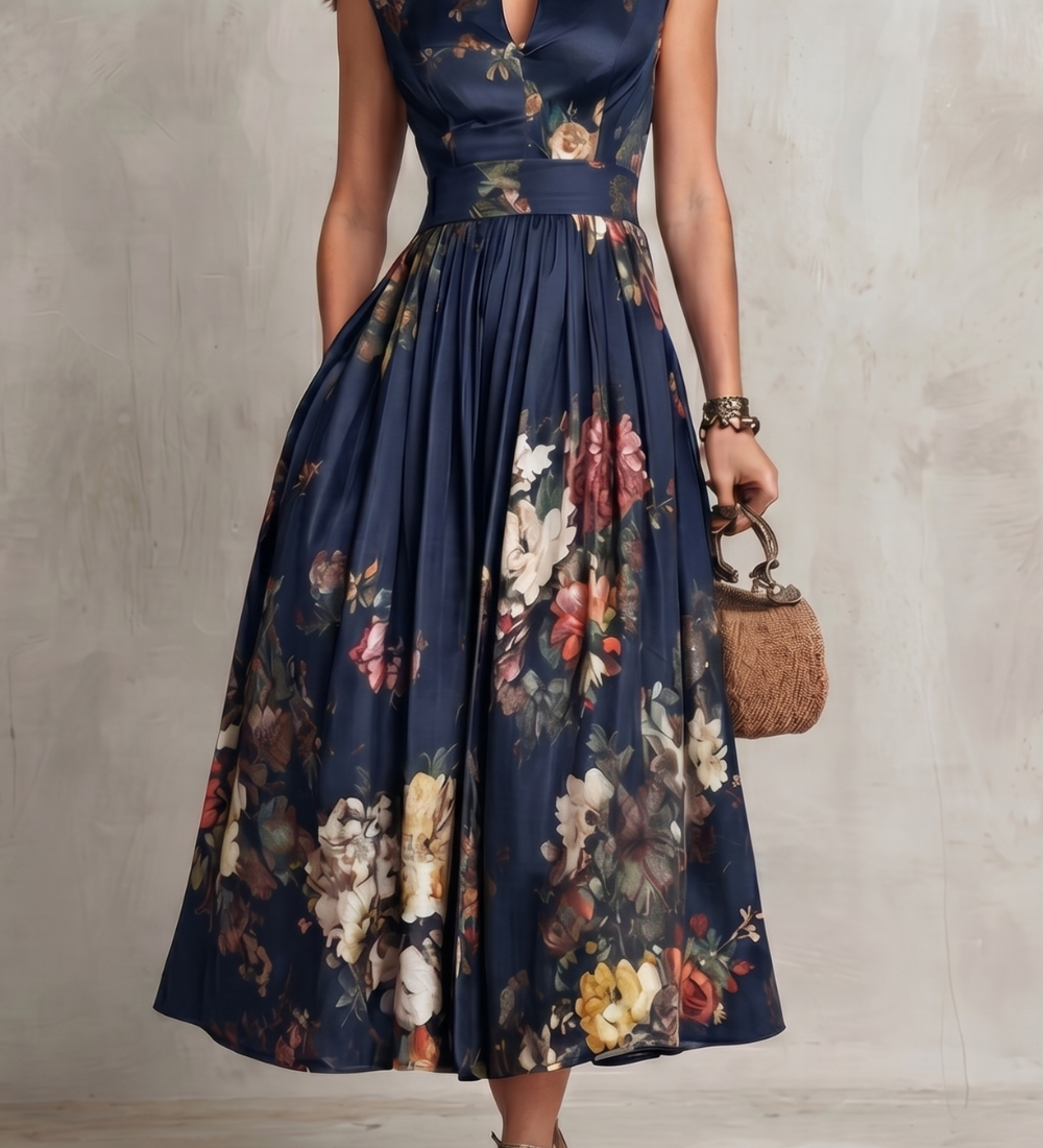 Noirelle | Vestido midi floreado sin mangas para señora