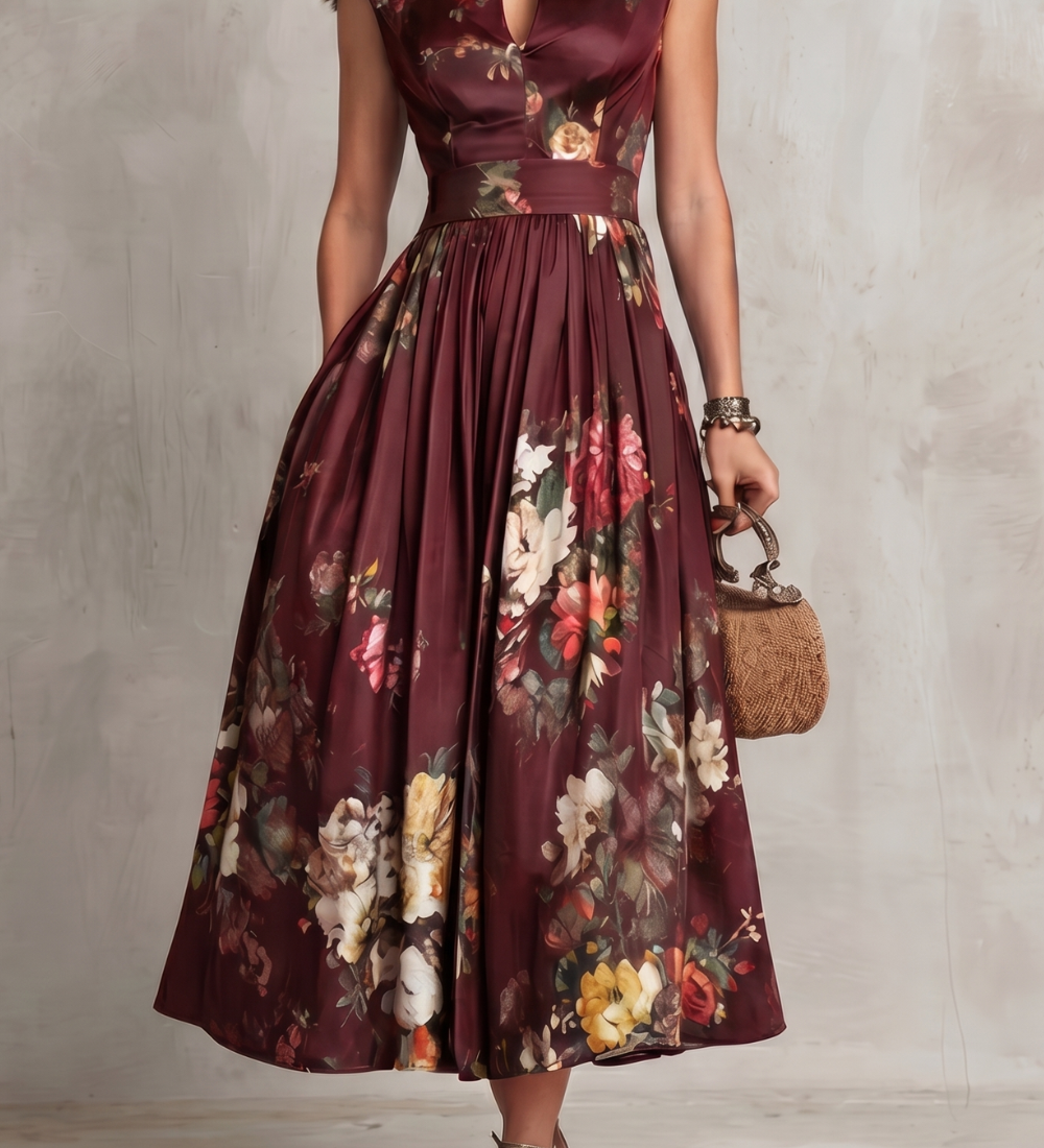 Noirelle | Vestido midi floreado sin mangas para señora