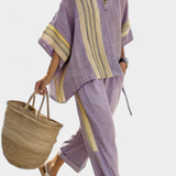 Lorena | Conjunto elegante de lino y bambú en color lavanda