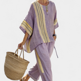 Lorena | Conjunto elegante de lino y bambú en color lavanda