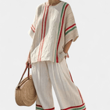 Beatriz | Conjunto de bambú con diseño de margarita del Mediterráneo