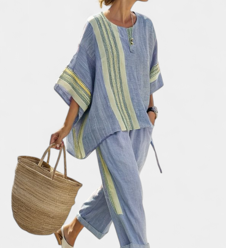 Lorena | Conjunto elegante de lino y bambú en color lavanda