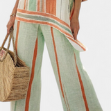 Dalila | Conjunto de lino de bambú con elegantes bordados en esmeralda
