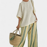 Olivia | Conjunto de Bambú y Lino en Verde Oliva