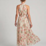 Aurelle | Vestido midi con patrón floral y escote halter