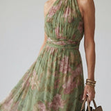 Sofía™ | Vestido midi con cuello halter