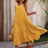 Florencia | Vestido maxi de verano sin mangas y con volantes para mujer