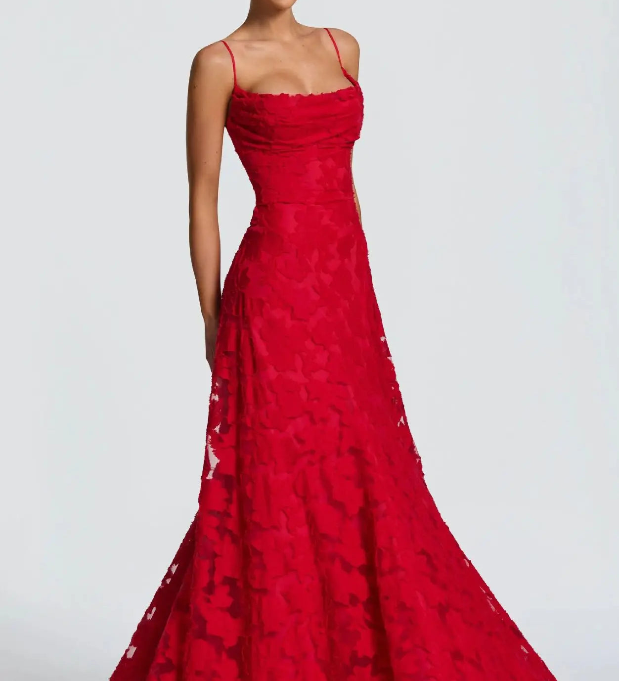 Vestido maxi de señora con detalle de cordones
