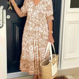 CATHY - Vestido elegante con estampado floral y escote en V
