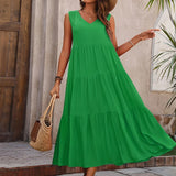 Florencia | Vestido de verano maxi sin mangas y en capas para mujer