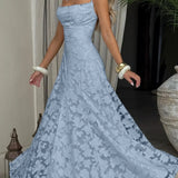 Vestido maxi de señora con detalle de cordones