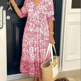 CATHY - Vestido elegante con estampado floral y escote en V