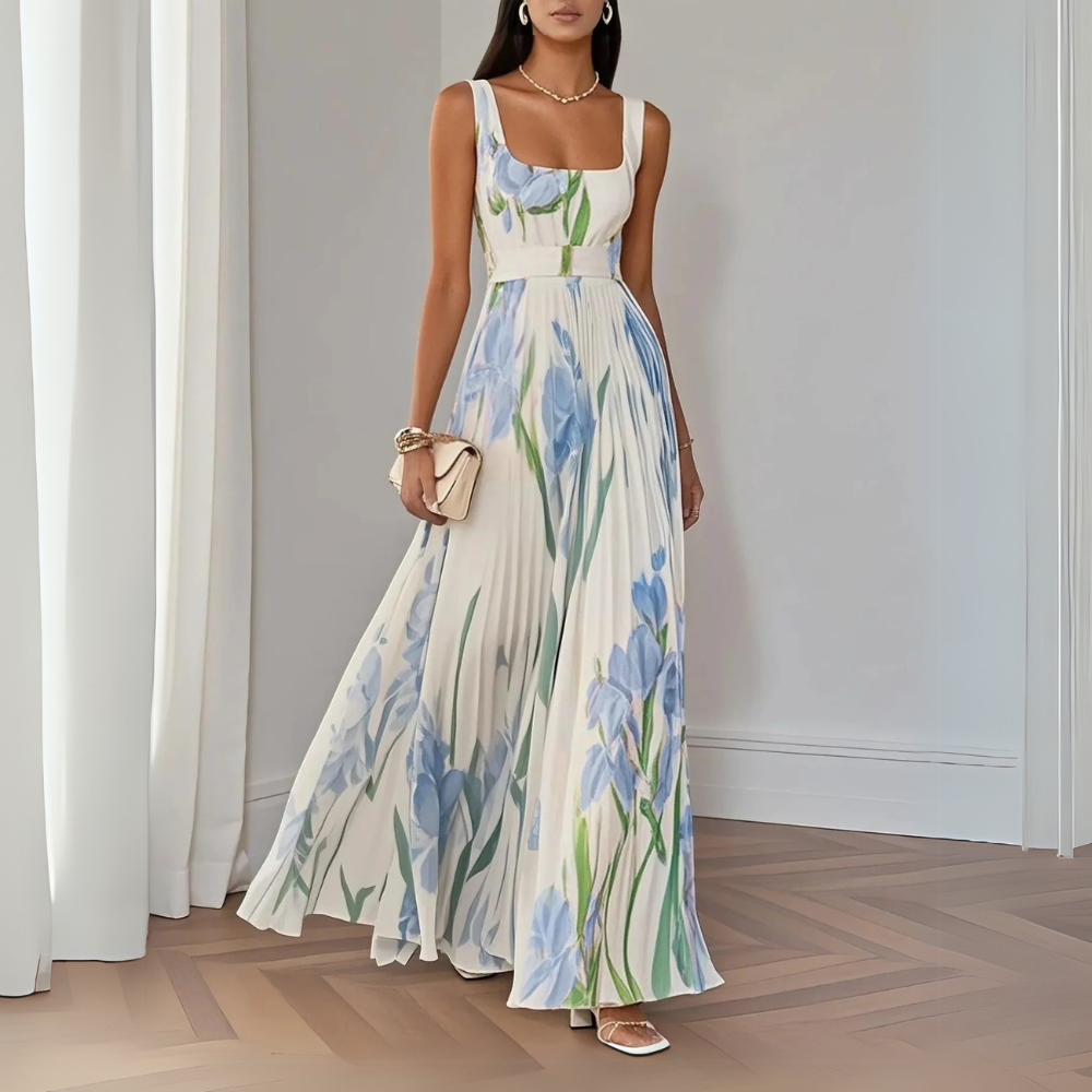Nina - Vestido largo plisado floral para señora