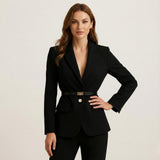 Blazer femenino estructurado con cinturón ajustable