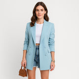 Blazer femenino estructurado de corte largo