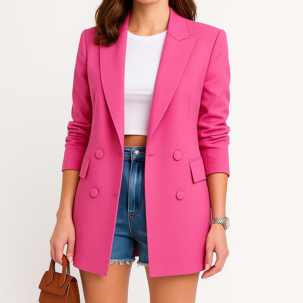 Blazer femenino estructurado de corte largo