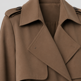 Abrigo Trench Largo de Mujer con Cinturón y Cuello de Solapa
