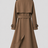 Abrigo Trench Largo de Mujer con Cinturón y Cuello de Solapa