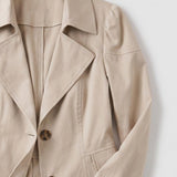 Abrigo Trench de Mujer de Una Sola Filas con Cuello de Solapa y Bolsillos