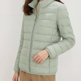 Chaqueta Puffer Ligera de Cuello Alto con Cierre para Mujeres