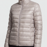 Chaqueta Puffer Ligera de Cuello Alto con Cierre para Mujeres