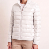 Chaqueta Puffer Ligera de Cuello Alto con Cierre para Mujeres